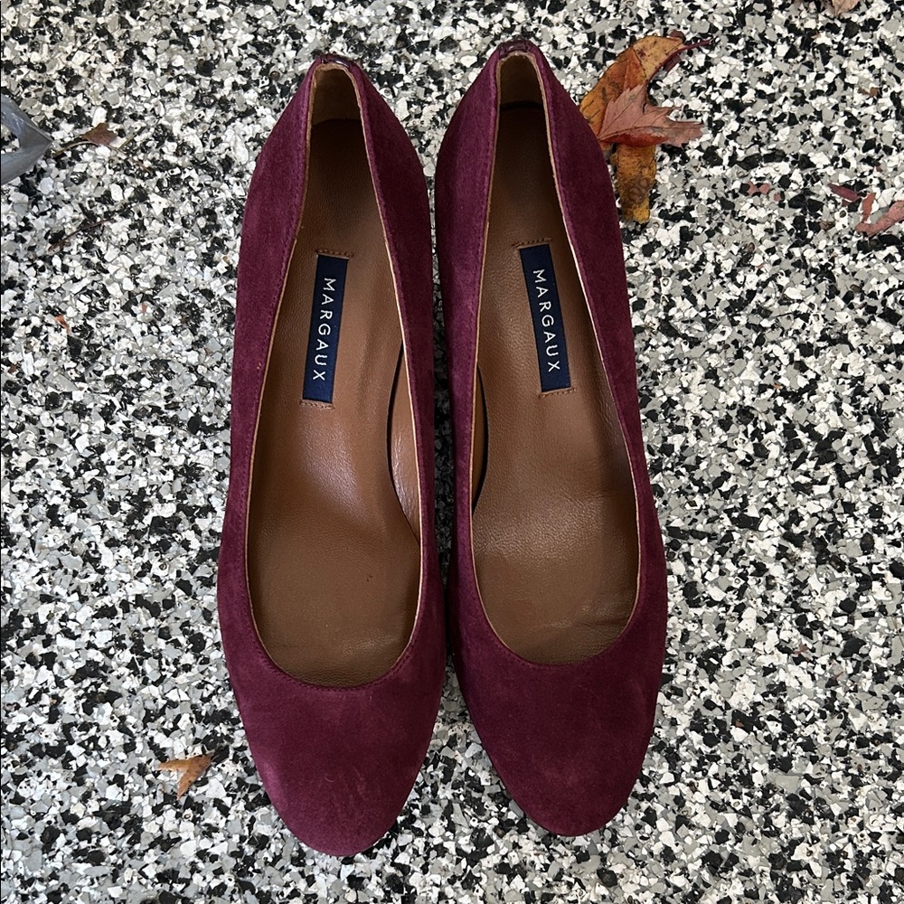 New Margaux burgundy Suede block heels
